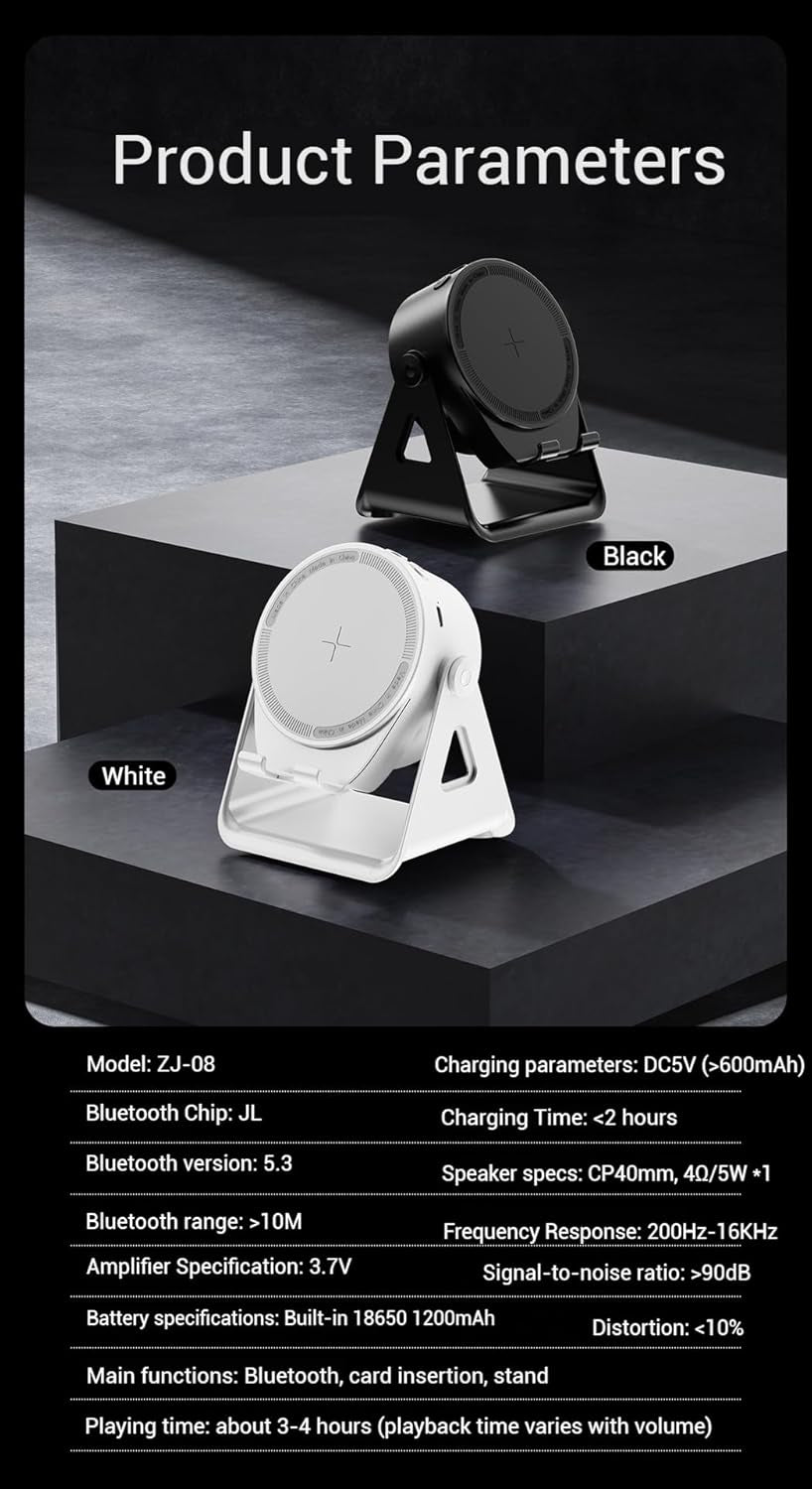 4-In-1 Wireless Charging Bluetooth Speaker & Phone Stand