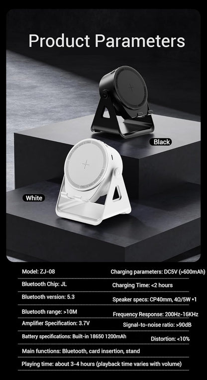 4-In-1 Wireless Charging Bluetooth Speaker & Phone Stand