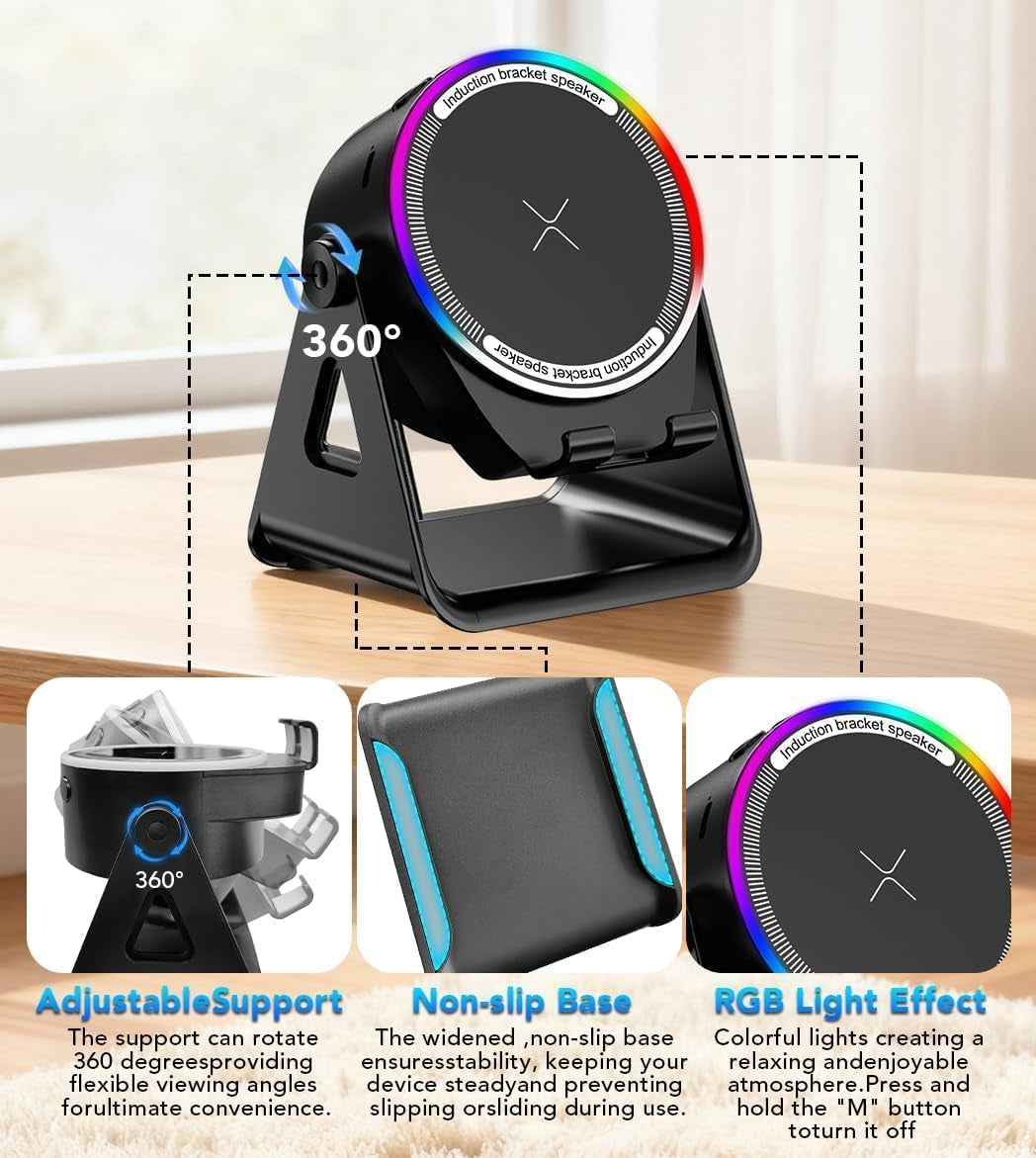4-In-1 Wireless Charging Bluetooth Speaker & Phone Stand